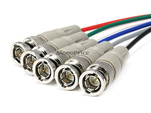 Видео кабел Monoprice RGB - 25 стапки - бел | 5 BNC машки до 5 маж од BNC