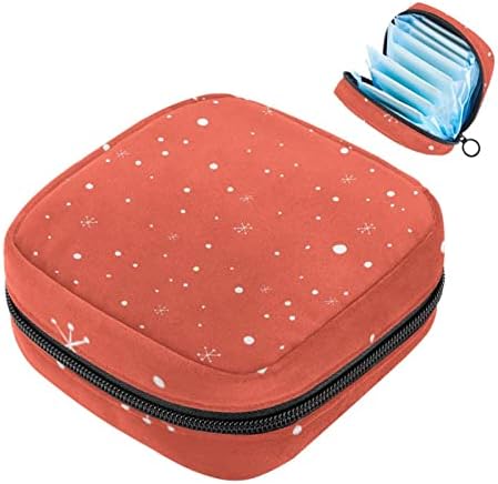 Бела точка на црвена позадина чанта за менструална подлога за училиште, тампони собираат торбичка за жени девојки, меки санитарни торби за отстранување