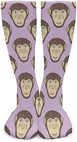 ПЛЕВЕЛ Мајмун Печатење Шимпанзо Дебели Чорапи Новина Смешно Печатење Графички Обични Чорапи Со Топла Средна Цевка За Зима
