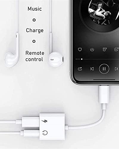 Адаптер за слушалки за iPhone [Apple MFi Сертифициран], 2 во 1 молња до 3,5 mm AUX Аудио Dongle Полнач Сплитер Компатибилен Со iPhone 14/13/12/11/XS/XR/X / X/8/7/Ipad, Поддршка На Сите iOS Систем