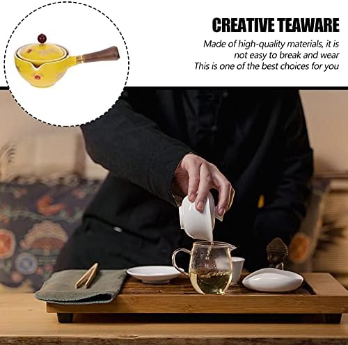 Хемотон порцелански чајник керамички чајник со садови за чај од порцелански чај со дрвена рачка чај филтер котел за лабав лисја чај котел за