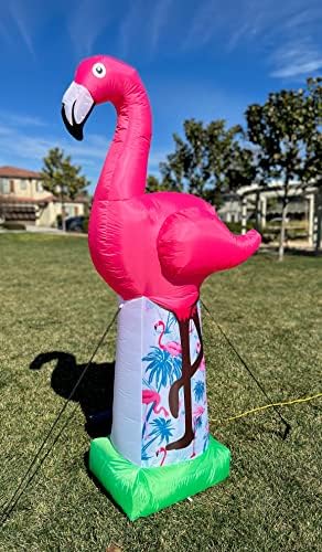 BZB стока Две огромни пакети за летни забавни украси, вклучуваат 6 нозе високи надуени розови фламинго и 6 нозе високи надуени палми