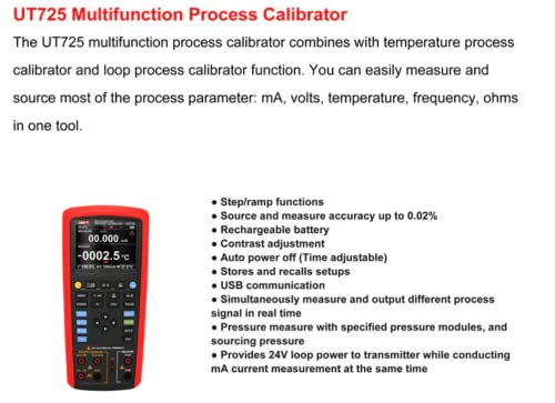 УНИ-Т UT725 Мултифункционален процес на калибратор Термокул/РТД/Напон на фреквенција на фреквенција и калибратор на тековниот процес