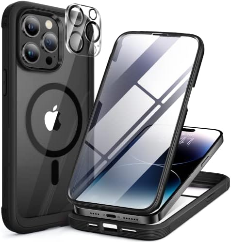 Серија Од Стакло миракасе Дизајнирана За Iphone 14 Pro Max Случај 6,7 Инчи, [Надградба На 2023] Магнетно Куќиште За Цело Тело Со Вграден 9H Заштитник