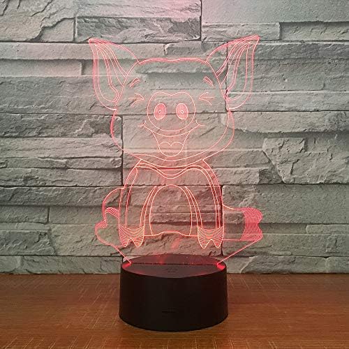 Jinnwell 3D свиња животно ноќно светло ламба илузија ноќна светлина 7 бојата менувајќи ја табелата за табела за декорацијата за декорацијата