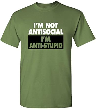 Јас не сум антисоцијална анти-СТИПИД Смешна шега-маичка за машка памучна