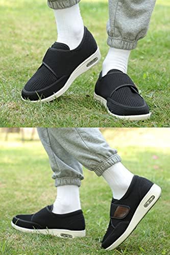 Дијабетични чевли на Yibobay за човекот ширина X-широк чевли за постари лица широки чевли за чевли за одење на човекот прилагодливо затворање