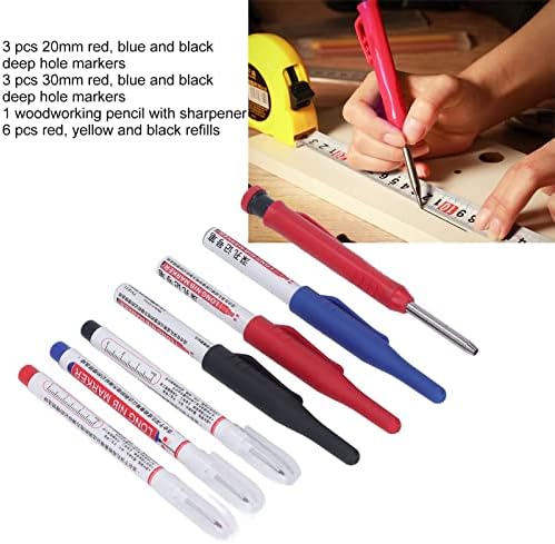 7 пакувања со алатки за молив на столар, сет на алатки за молив во боја, Colorfast Charture 6PCS повеќенаменски маркери на длабоки дупки 1 парчиња