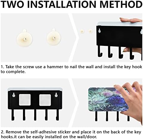 Кигаи Далија Цвеќиња Клуч Закачалка Организатор со 5 Клучни Куки, Мини Пошта Складирање Ѕид Монтирање Држач Полица За Влез Кујна Бања Врата Дома