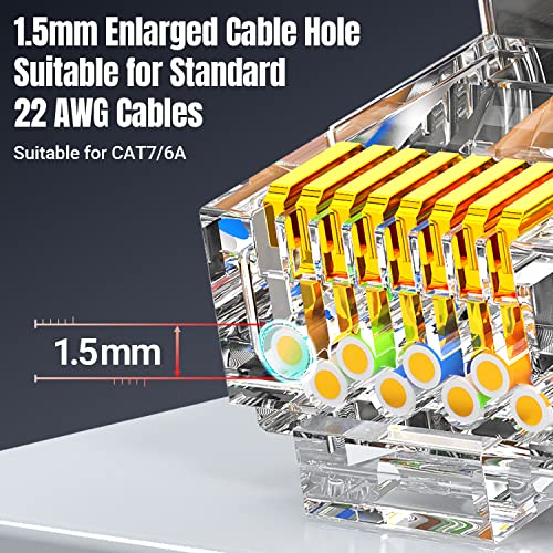 AMPCOM RJ45 CAT7 Конектор, 50u Позлатени Заштитени FTP/STP Никел Обложени Бакар Случај Со Стегач Опашка Надворешен Земјата за 23 AWG