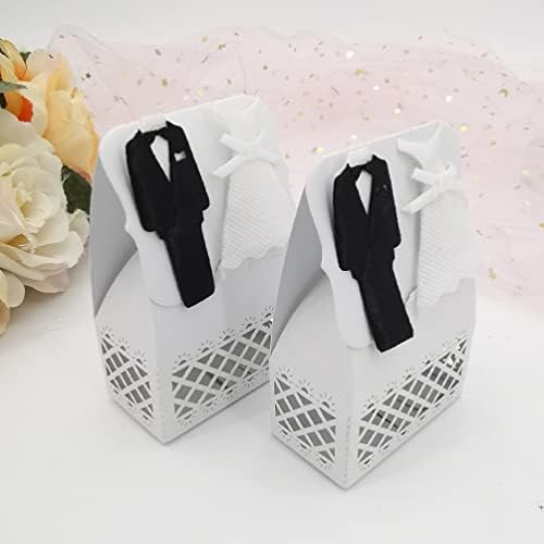 Абаодам свадбени фаворити кутии 12 парчиња невеста и младоженец за свадбени кутии за свадба, шупливи бонбони кутии чоколадни торта кутија