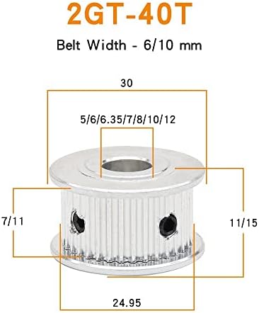 Axwerb Professional 2PCS 2GT-40T моторни макари, роди 5/6/6/6.35/7/8/10/12mm AF обликот на алуминиумски тркала Гума ширина