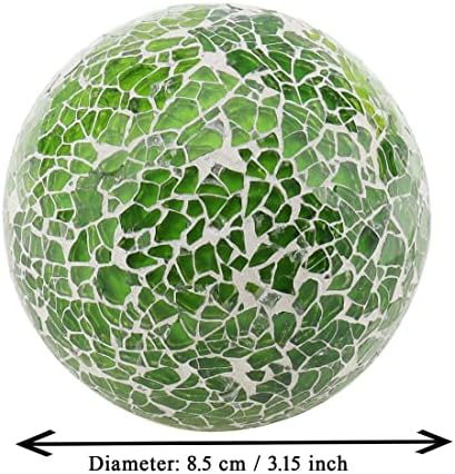 Ворција 1 компјутер Декоративни орби Зелени 3,35 инчи маса во центарот на маса топки стакло мозаик сфера топки вазни садови за полнење украси