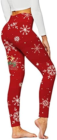 Swrowesi Women'sенски Божиќен печатење подигање со високи половини со јога панталони