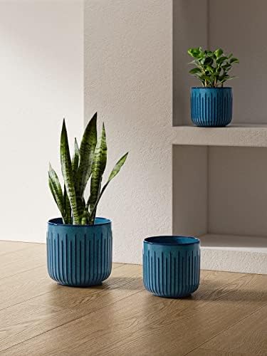 Le Tauci Ceramic Planters, сет од 3 садови за растенија за растенија во затворен простор, 8,3+6,9+5,7 инчи цветни садови со дренажни