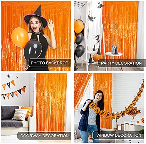 Декорација на забавата на Ноќта на вештерките LOLSTAR, 3 пакувања со портокалови фото -штанд, реквизити, 3,3 x 6,6 ft Ноќта на вештерките фолија,