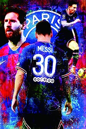Фудбалска суперerstвезда Лионел Меси Постер wallидна уметност, постер Меси, фудбалска starвезда Фудбалска легенда платно wallидна