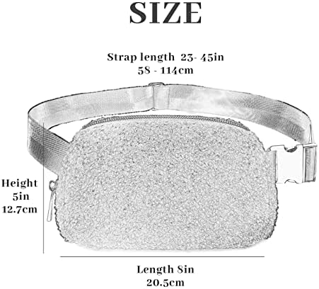 Торба За Појас Шерпа За Жени, Торба За Појас Од Руно Дтаун Со Прилагодлив Ремен Метални Додатоци Мода Унисекс Фани Пакет Чанти Со Вкрстено