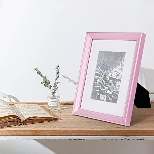Едгвуд Вуд вистинско стакло рамка со рамна слика, измешана со 5x7 изменета за forид или таблета фотографија, 8x10, руменило розова