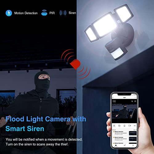 Onforu 55W Floodlight Camera 1080p HD & 70W LED безбедносни светла самракот до зората на отворено, 6200LM безбедносна камера, светлосна