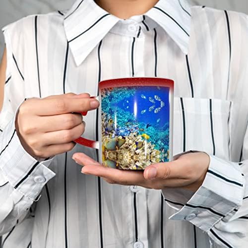 МОЛИЈА Море риби печатени Чаши Топлина Чувствителни Боја Менување На Керамички Кафе Кригла, Млеко Чај Чаша, Празник Роденден Подарок