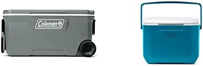 Колман мраз градите | Колман 316 серијали со тркала со тркала, 100QT Rock Grey & Chiller Series 16QT изолиран преносен ладилник, тврд ладилник