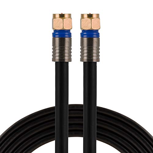 Коаксијален кабел GE RG6, 6 ft. F-Type Connectors, Quad заштитен кабел, 3 GHz дигитален, оценет во wallид, идеален за ТВ антена,