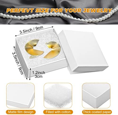 Meanplan 30 пакет памук исполнет со кутии за подароци за накит Масовно 3 1/2 x 3 1/2 x 1 1/5 бел картонски накит за подароци за накит