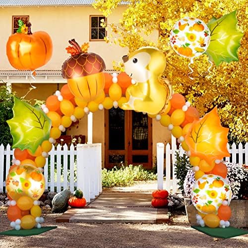 14 парчиња есенски балони, големи балони на Денот на благодарноста Милар фолија, лисја од лисја од лисја бор конуси од тиква балони за материјали