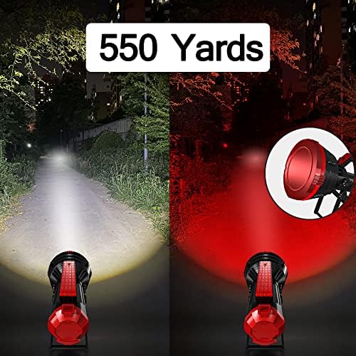 Buysight Flarslight Flashlight Spotlight Spotlight High Lumens 200000, голема фенерче со 550 јарди светло растојание, светлосни светла светла на