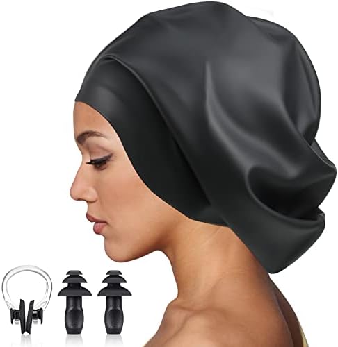 12,6 x 11,42 инчи силиконски капа за пливање за жени мажи Екстра големо капаче за пливање водоотпорно капаче за капење пливање капа со ушен