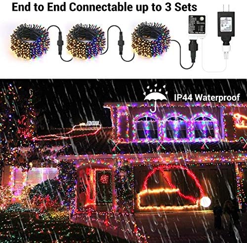 Brizled 300 LED LED боја што ги менува Божиќните светла + 100 LED C5 повеќебојни божиќни светла за новогодишна забава дома во затворен простор