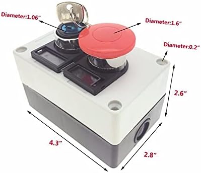 Копче за копче FACDEM PUSH, 660V 10A 2 Позиција Вклучено/Исклучено Моментно заклучување на копчето за заклучување 40мм Црвена печурка капаче