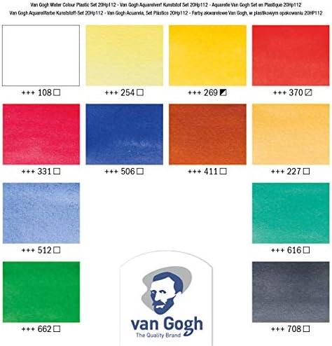 Сет на акварели на Ван Гог, пластичен џеб кутија, 24-половина тава општ избор