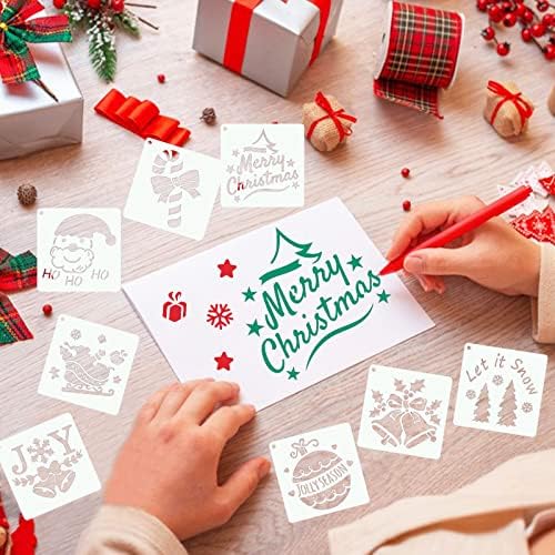 ЈАЈОН 25 парчиња Божиќни матрици 6х6 инчи за сликање на парче дрво, ткаенина, хартија, прозорци, картички, Божиќни украси, шаблони за