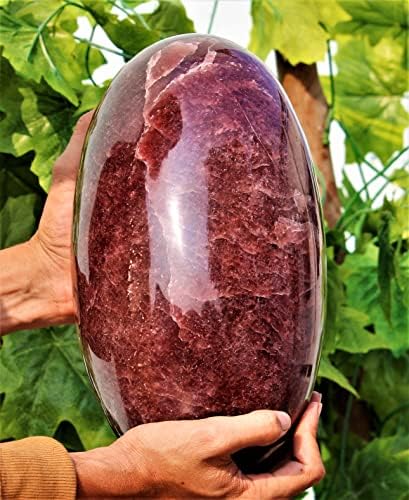 Полиран природен црвен јагода кварц кристал чакри, лековити метафизички огромен голем камен лингам медитација фенг шуи аура Шивлинг