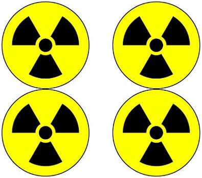 Симбол За Предупредување За Нуклеарно Зрачење Знак 4 Пакет Опасност Радиоактивен Браник Налепница За Прозорец 4 Тркалезна Налепница
