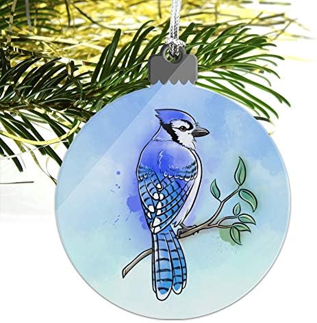Сина џеј акварел северо -источна птица акрилна елка празнина украс