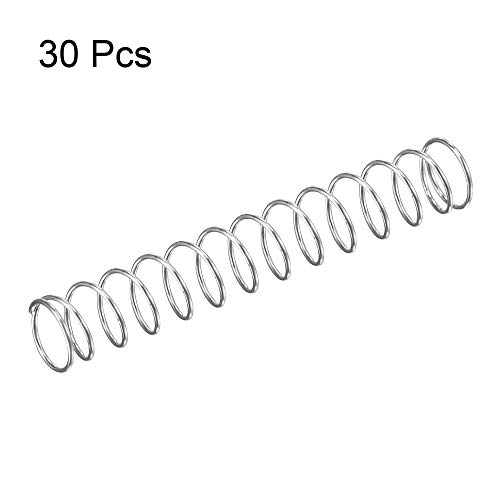 Uxcell Compression Spring, 304 не'рѓосувачки челик, 5 mm OD, големина на жица од 0,4 мм, компресирана должина од 9 мм, должина од 30