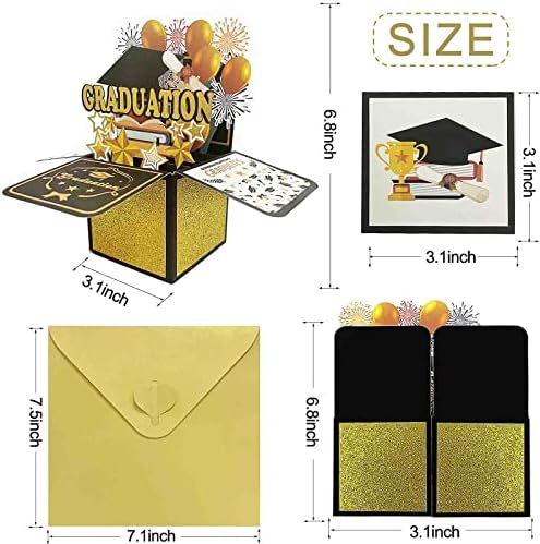 Arciveberg Pop Up Drabiration 3D картичка со плик и картичка за белешки, 2023 Дипломирање Честитки После честитки за средношколски колеџ