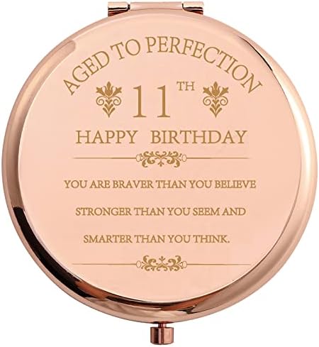 Кофоза 2012 инспирација 11 -ти роденденски подарок за девојче ќерка од не'рѓосувачки челик розово злато Компактен џеб патување шминка