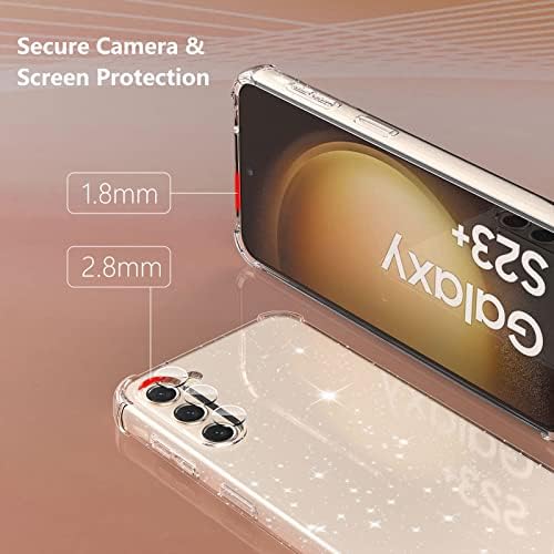 KSWOUS За Samsung Galaxy S23 Плус Случај Сјај Јасно Со Заштитник На Екранот[2 Пакет], [Воена Заштита] Блинг Светкаво Симпатична