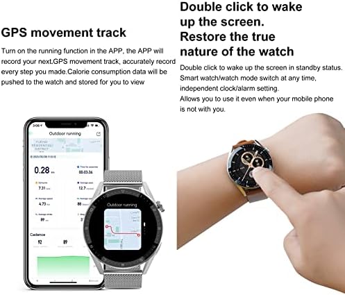 Tzfstv Паметни Часовници, Gps Траекторија На Движење Фитнес Тракер Bluetooth Часовници За Повици За Мажи Жени, 1.19-Инчен Дисплеј