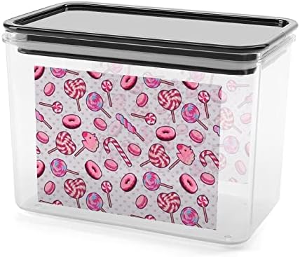 Розови Бонбони Со Срца Контејнери За Складирање Проѕирна Пластична Кутија Со Капаци Канти За Повеќекратна Употреба За Кујнски