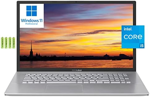 ASUS Vivobook [Windows 11 Pro] 17 17.3 HD+ Деловен Лаптоп Компјутер, Intel 4-Core i5-1035G1 ,12GB RAM МЕМОРИЈА, 1TB HDD, Нумеричка тастатура,