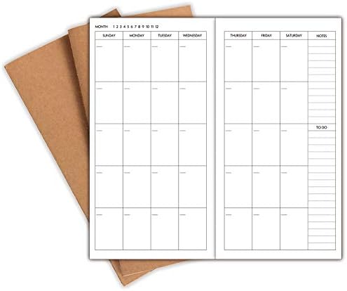 Вметнувачи на тетратки со 3-пакети на Нокинго, дадени месечни и неделни инсерти, стандардна големина 4.25 x8.25 календари