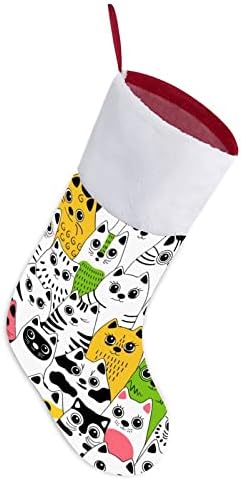 Шарени мачки црвени Божиќни празнични чорапи дома украси за Божиќно дрво Камино виси чорапи