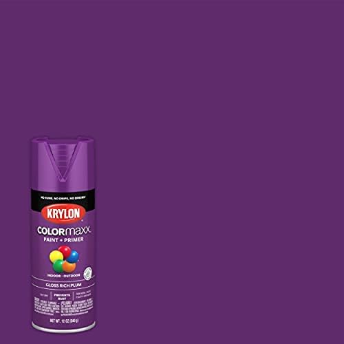 Krylon K05536007 Colormaxx Спреј Боја И Буквар За Внатрешна/Надворешна Употреба, Сјај Богата Слива, 12 Унца