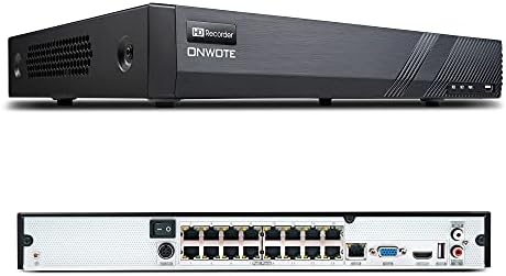 ONWOTE 16 Канал H. 265 4K Poe Безбедност NVR Видео Аудио Рекордер, Поддршка 8MP 5MP 4MP 4MP 1080P, 16CH NVR БЕЗ Хард Диск, Поддршка до 16TB со