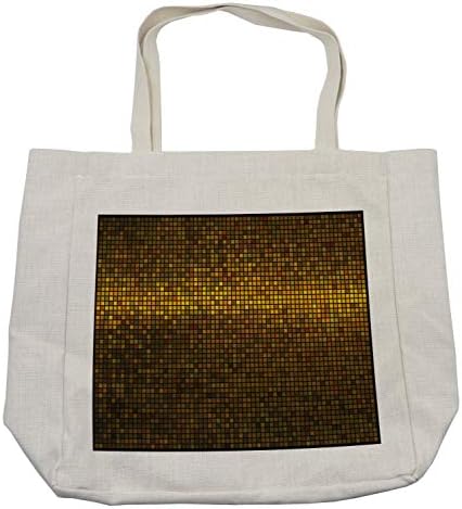 Амбесон апстрактна торба за купување, диско-тематски модели на плоштади дигитален ефект пиксели мозаик геометриски аранжман, еко-пријателска